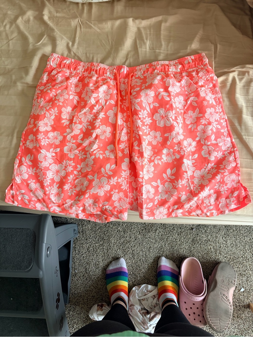 Target Men’s Coral Pink Floral Swim Trunks
